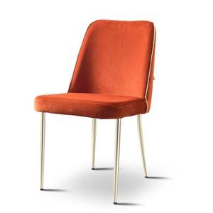 Chaise de salle à manger rembourrée Rosse moderne avec pieds en acier inoxydable, tissu durable, fabriquée en Turquie - Product Image 1