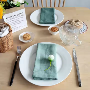 ผ้าขนหนูผ้าฝ้ายเนื้อนุ่มสีทึบผ้าลินินแบบซักได้อุปกรณ์ในครัวตามสั่ง - Product Image 5