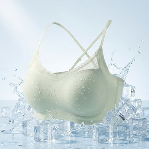 Reggiseno Senza Cuciture Traspirante in Seta Ghiacciata con <span class=keywords><strong>Push</strong></span>-<span class=keywords><strong>up</strong></span> e Finiture in Pizzo, Vendita all'Ingrosso, per Uso Quotidiano Estivo - Product Image 1