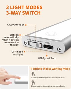 Luz LED ultrafina para gabinete de hogar inteligente, interruptor de microondas con atenuador de 3 colores, luz nocturna, Sensor de movimiento, Detector, la mejor oferta - Product Image 4