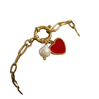 Bracelet tendance pour femme, luxe léger, pendentif en forme de cœur, perle de coquillage, étanche, plaqué or 18 carats, acier inoxydable