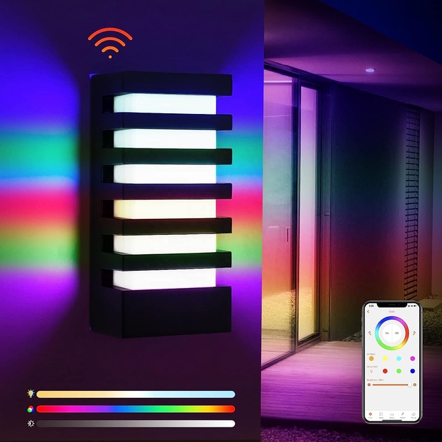 18W Smart Porch Light App Control Outdoor Wall Light Colorful Wall Mounted Lamp IP65 Waterproof RGBW Landscape Light