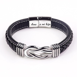 Brazalete de Cuero Trenzado con Piedras Naturales y Cierre Magnético <span class=keywords><strong>para</strong></span> <span class=keywords><strong>Hombre</strong></span>, Estilo Europeo Americano - Product Image 6