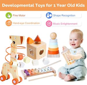 Bằng gỗ Montessori đồ chơi cho trẻ mới biết đi 1-3, bé 12-18 tháng giáo dục đối tượng vĩnh viễn hộp cho Xylophone, hình dạng phân loại Cube - Product Image 3