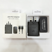 Chargeur rapide USB C PD 45W, port unique, type C, super rapide, avec câble de 1 m pour Samsung Galaxy S24/S23/S22/Note 20/S20/S21/S10