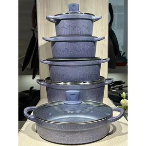 Vendita calda nuova 10 pezzi in granito metallo personalizzato colore Non bastone in alluminio casseruola <span class=keywords><strong>Set</strong></span> cottura - Product Image 3