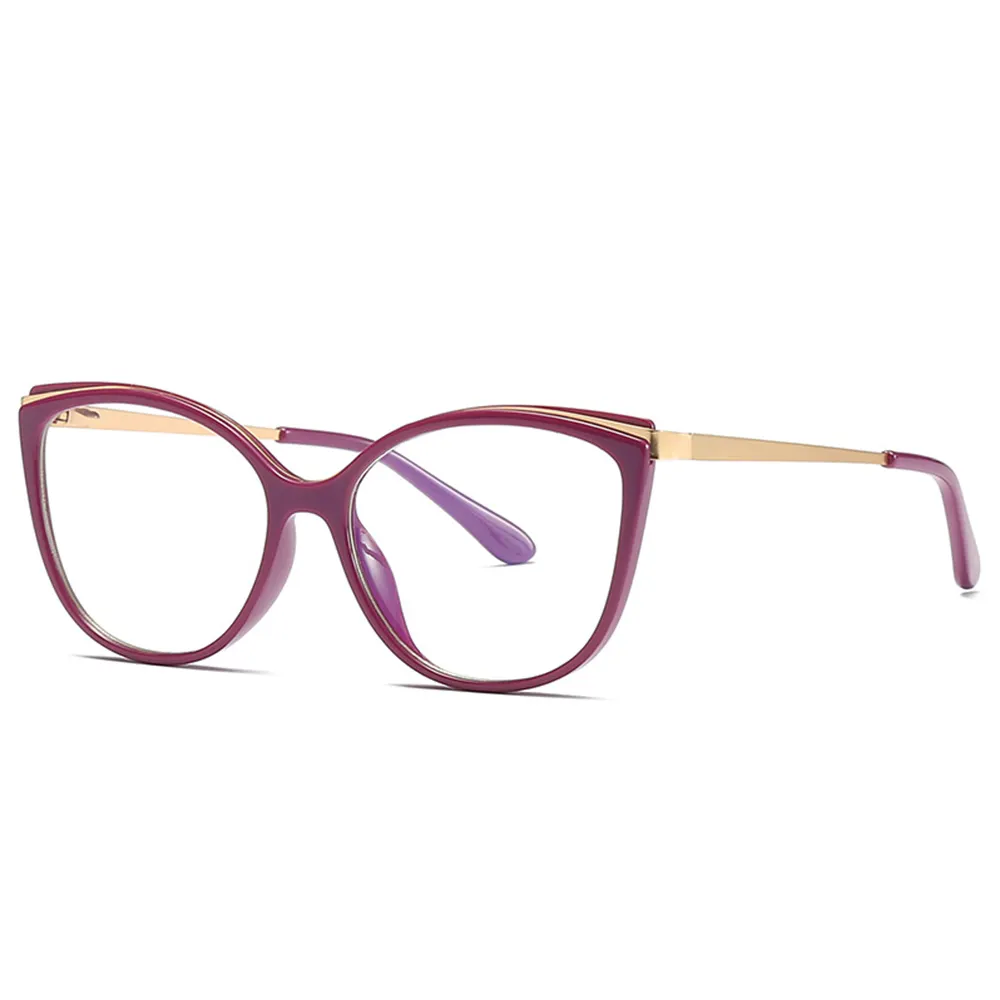 TR90แว่นตาแฟชั่นสำหรับผู้หญิงแว่นตาทรงสี่เหลี่ยมรูปผีเสื้อกรอบแว่นตากันแสงสีฟ้า