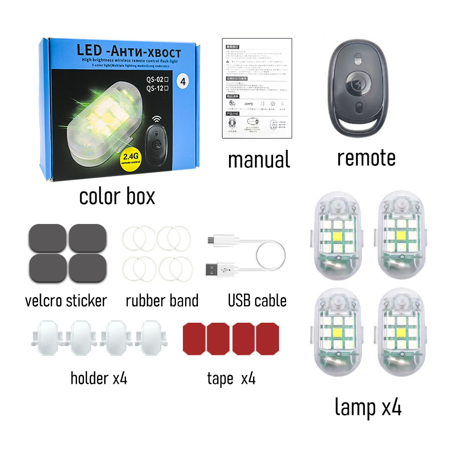 4 lámparas+mando+imán+soporte