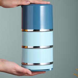 Tedemei 8540 Thiết Kế Màu Trường Bán Buôn Thép Không Gỉ 3 Lớp Hộp Cơm Trưa 1.23L Hộp Đựng Thực Phẩm Có Tay Cầm - Product Image 4