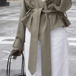Cappotto <span class=keywords><strong>Trench</strong></span> Elegante da <span class=keywords><strong>Donna</strong></span> Personalizzato con Cintura e Ampio Risvolto, Foderato in Pile di Poliestere, Versatile e Casual per l'Autunno - Product Image 4