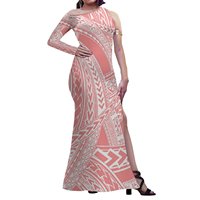 À la mode hors épaule sans manches fente robe Hibiscus fleur impression robe hawaïenne grande taille femmes vêtements pour grandes personnes