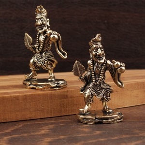 Statue de Bouddha vivant en laiton Ji Gong, 2 pièces, ornement de bureau, figurine de collection, décoration de maison, artisanat artistique - Product Image 3