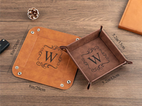 Plateau de rangement en similicuir personnalisable avec logo, gravable au laser, vente en gros, plateau de valet en cuir monogrammé, gravé, pour homme