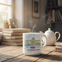 Mug en porcelaine de style Dolomite, souvenir du British Museum de Londres, avec poignée, pour les boissons chaudes, compatible micro-ondes et lave-vaisselle