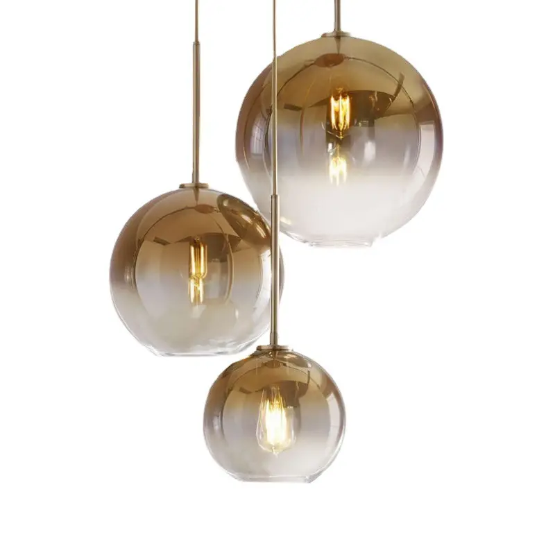 Nordic Trend Style Room Bedroom Home Modern Hanging Antique Amber Glass Chandelier Pendant Light For Living Room Restaurant