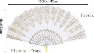 Abanico de Mano Plegable de Seda con Encaje, Estilo Chino Español, para Bodas, Fiestas, Regalo, Colorido - Product Image 5