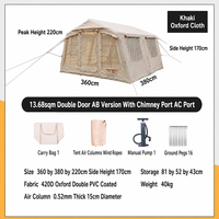 Tente de camping gonflable de luxe 13,68 m² Grand espace pour 6-8 personnes Tente de glamping imperméable en Oxford résistante au vent