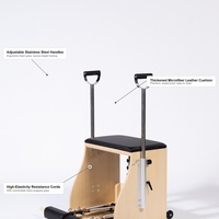 Chaise Wunda de Pilates professionnelle en bois d'érable avec poignées, pour studio commercial, chaise de stabilité, cordes de résistance à pédale fendue