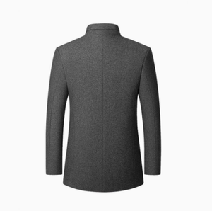 Veste en laine à col montant pour homme, blazer à carreaux pour homme d'âge moyen, coupe classique, manteau d'hiver - Product Image 2