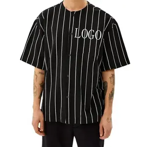 OEM fábrica camisa dos homens oversize listra preto manga curta camisas vestuário personalizado tingimento lavar camisas para homens