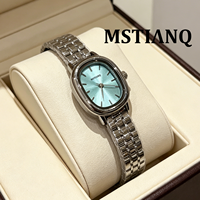 Reloj de Lujo para Mujer, Correa de Acero Inoxidable, Forma Ovalada, Resistente al Agua, Cierre de Mariposa, Elegante Reloj de Cuarzo