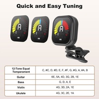 Red Guitar Tuner Clip-On Rechargeable 360° Rotatable Acoustic Chromatic Open Tuning Tuner for Guitar, Bass, Ukulele, Violin