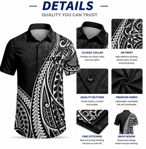 Chemise Polynésienne Hawaïenne Personnalisée Samoa Îles Cook <span class=keywords><strong>Tahiti</strong></span> Îles du Pacifique Chemise Aloha Tribale Fabricant pour Organisateurs d'Événements - Product Image 3