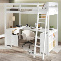 Grand lit mezzanine en bois pour enfants de style ferme directe d'usine chinoise avec bureau intégré