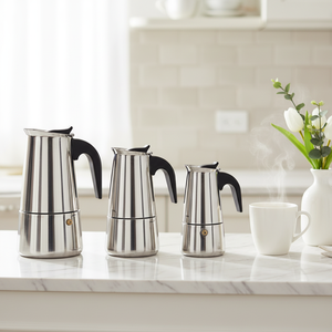 Cafetera Italiana Clásica de Acero Inoxidable, Juego de Café y Té Portátil para Negocios - Product Image 4