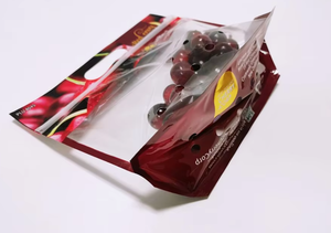 特注フードバッグフルーツグレーププラスチックジップロックバッグ野菜フルーツ新鮮なつや消しバッグベント穴付き - Product Image 3