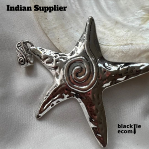 Collier en argent avec pendentif élégant en forme d'étoile de mer et nœud papillon, thème océan, pour femme, bijoux tendance, cadeau, en vente, exportateur indien - Product Image 1