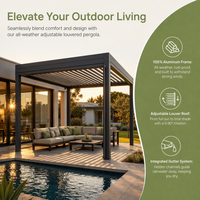 Pergola en aluminium avec lames motorisées étanches et gouttière, abri extérieur pour jardin, terrasse, patio, espace de loisirs personnalisé