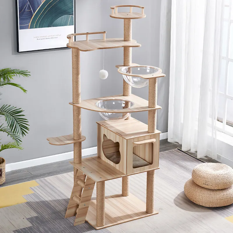 Big Cat Activity Black Climbing Trees House Multilayer Tower For Large Cats Cat Tree Condo with Sisal Scratching Post