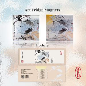 מגנטי אקריליק מסוגננים למקרר, פריחת שזיף לבנה ועגור שכוב - Product Image 4