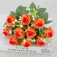 Künstliche Seidenrosen Handgefertigt Wasserfest Moderner Stil Hochzeit Valentinstag Heim-Deko Ornamente Kleiner Strauß Großhandel