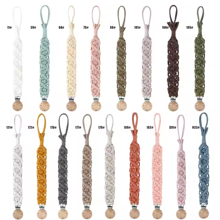 Handmade Cotton Soft Weave Knitted Baby Crochet Pacifier Chain Clip Teether Toy for Newborn Toddler