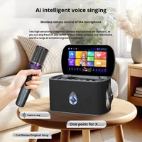 Máquina de Karaoke con Pantalla Táctil, Altavoz Portátil KTV para Exteriores y Hogar, Máquina de Karaoke Portátil con Micrófono Dual