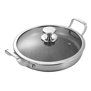 Poêle de Chef Écologique en Acier Inoxydable Antiadhésive pour Cuisinières à Gaz et à Induction, Poignée en Cuivre pour Omelettes, Steaks et Crêpes - Product Image 1