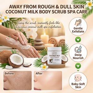 สครับขัดผิวหน้าและผิวกาย LovelyCSM ราคาโรงงาน ผลิตจากน้ำนม<span class=keywords><strong>มะพร้าว</strong></span>บริสุทธิ์ 100% ช่วยให้ผิวกระจ่างใส ออร์แกนิค ขัดผิวอย่างอ่อนโยน สำหรับ<span class=keywords><strong>ผู้หญิง</strong></span> (วีแกน) - Product Image 3