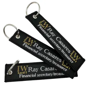 Personalized Embroidered Key chain Customized Key Tag Fabric Jet Tag with Company Logo Name Customs Woven keychain