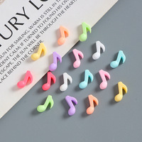 20 pièces/sac Mini symboles musicaux en résine couleur unie pour décoration d'ongles, coques de téléphone DIY, cœurs chromés à fond plat