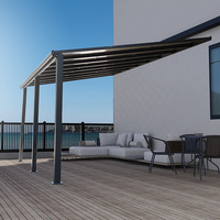 Abri solaire et pluie moderne de luxe à un seul côté, en alliage d'aluminium, pour jardin extérieur, garage de voiture, toit plat, durable, facile à assembler