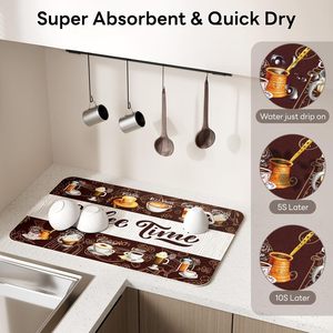 Tapis à café en PVC super absorbant et écologique, tapis de séchage de vaisselle absorbant pour comptoirs de cuisine, accessoires de bar à café de style moderne - Product Image 4
