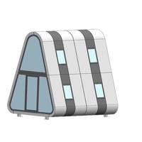 Capsule spatiale triangulaire tendance pour hébergement mobile, maison de vacances extérieure, préfabriquée en acier double couche, étanche et résistante au vent
