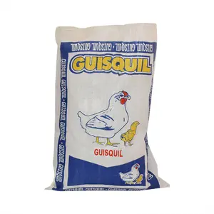 Sacos de alimentação tecidos PP à prova de umidade de 20kg para aves, saco de alimentação de frango com impressão flexográfica, uso industrial-alimento