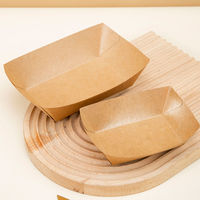 Vente en gros d'assiettes rectangulaires en vrac ensemble d'assiettes à sushi jetables en papier kraft pour restaurant à emporter en plein air camping