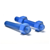 Visserie hexagonale en acier au carbone durable DIN931 avec revêtement PTFE bleu, résistante à la corrosion, M10-M42, pour l'industrie chimique