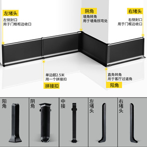Plinthe murale ultra-étroite en alliage d'aluminium de 4 mm avec clip en acier inoxydable, panneaux muraux épaissis de 6 cm avec bord incurvé - Product Image 1