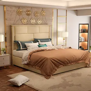 Lit king-size de luxe haut de gamme, meubles de lit au design moderne pour appartement, hôtel, maison