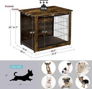 Köpek Kafesi Mobilya Minderi Ahşap Kulübe Masa Çift Kapılı İç Mekan Köpek Evi Küçük/Orta/Büyük/Ekstra Büyük Boy 27.2 inç - Product Image 4